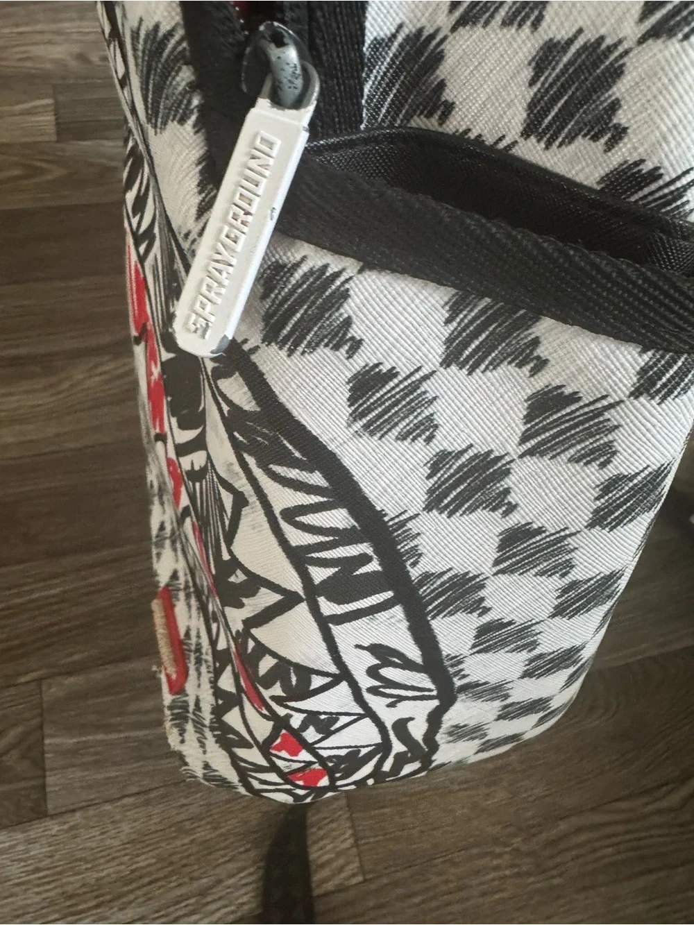 Sprayground Black, White & Red Shark Graphic Backpack